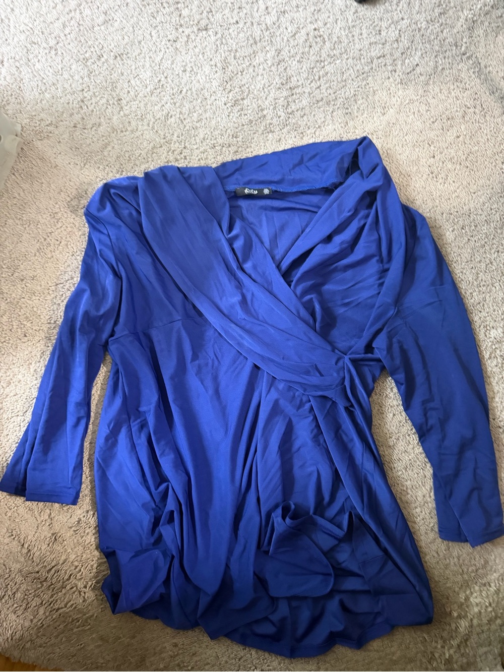 Women’s Royal Blue Wrap-Style Long Sleeve Dress